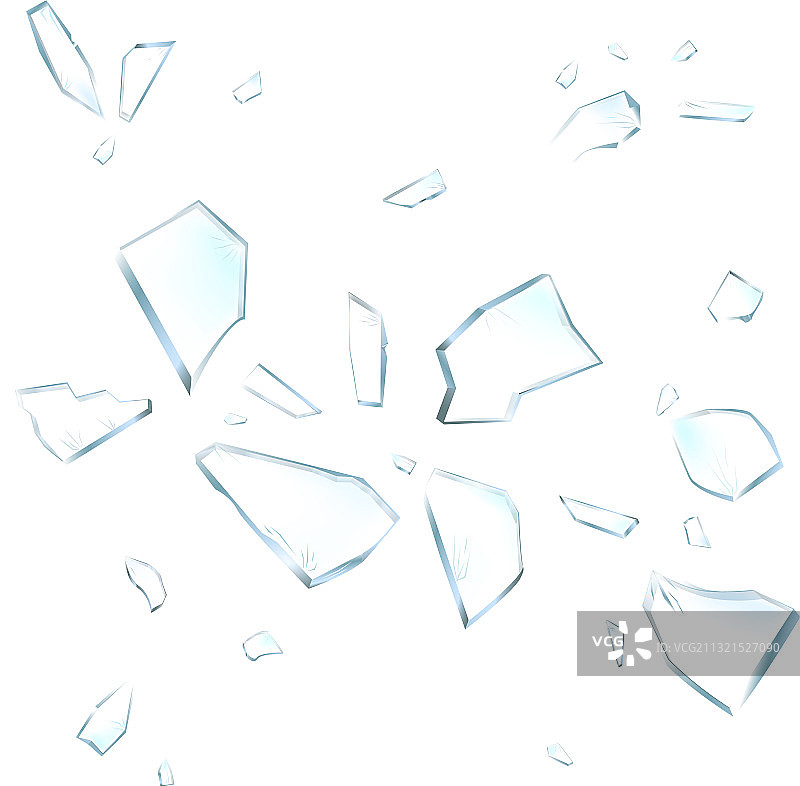 白色背景上的碎玻璃片图片素材
