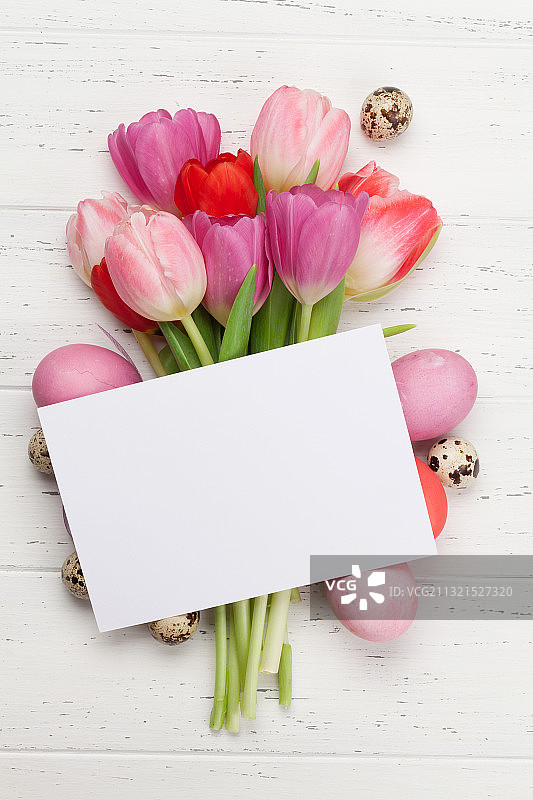 桌上的郁金香俯视图图片素材