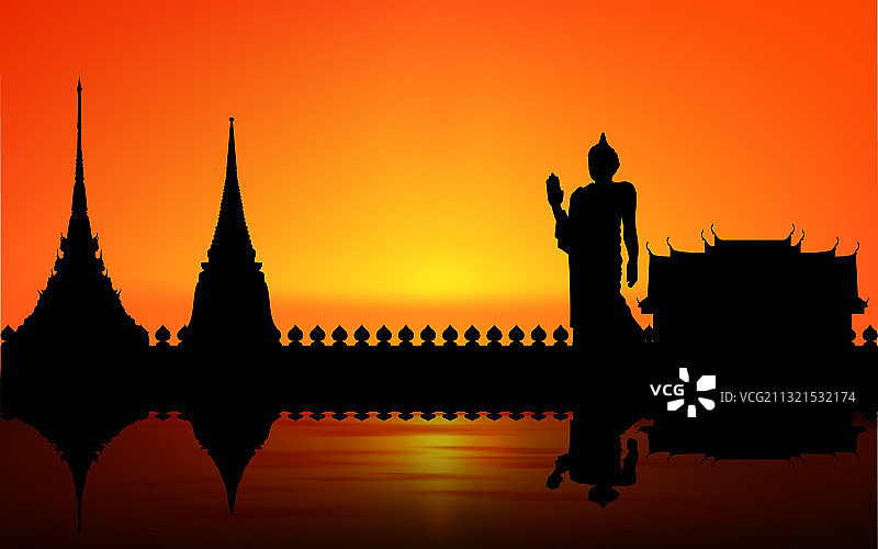 泰国河流寺庙景观图片素材