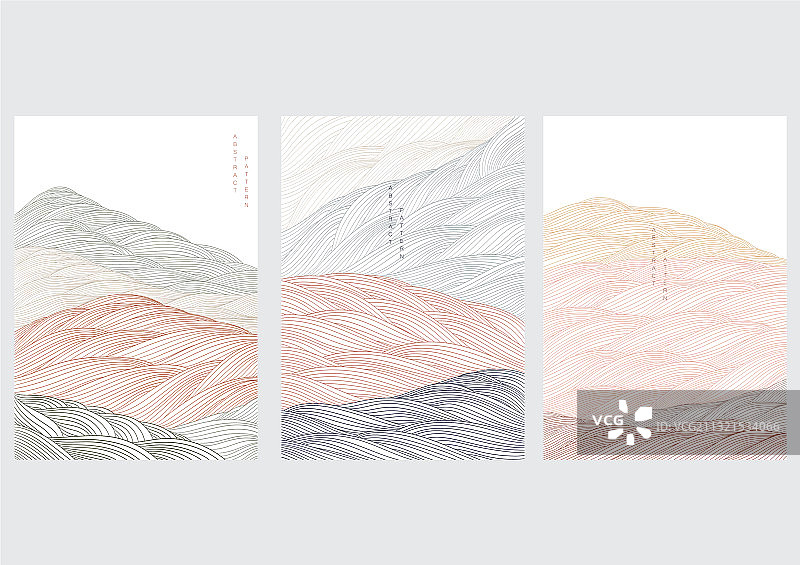 具有日式海浪的抽象风景背景图片素材