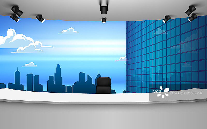 白天城市背景新闻演播室图片素材