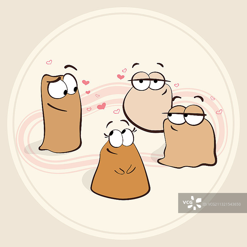 可爱卡通细菌家庭套装图片素材