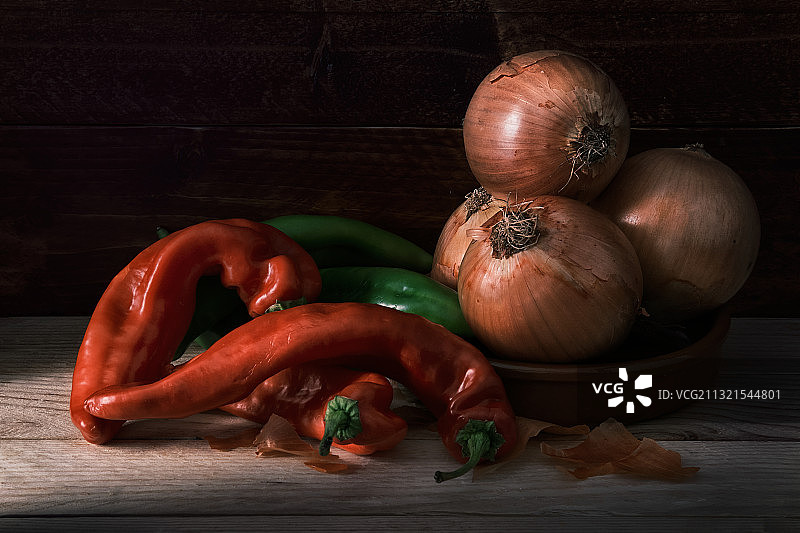 桌子上蔬菜的特写图片素材