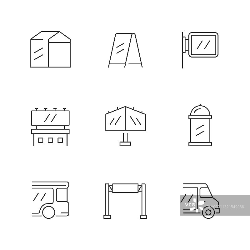 户外广告图标线条组合图片素材