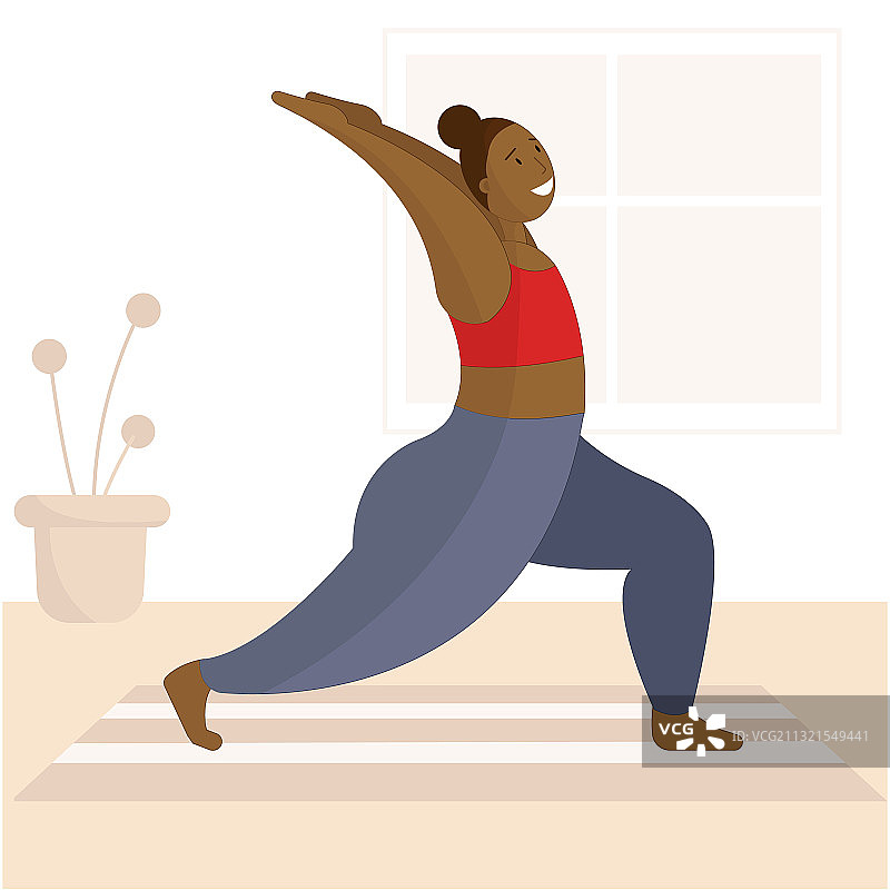 黑人女性在家做瑜伽图片素材