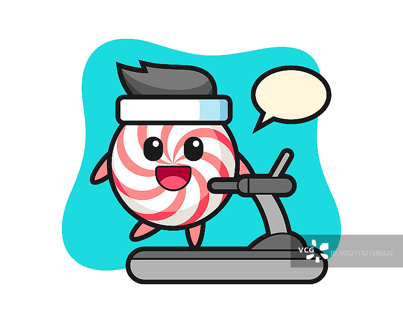 在跑步机上行走的糖果卡通人物图片素材