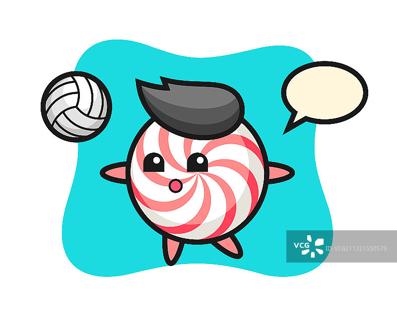 卡通糖果角色打排球图片素材