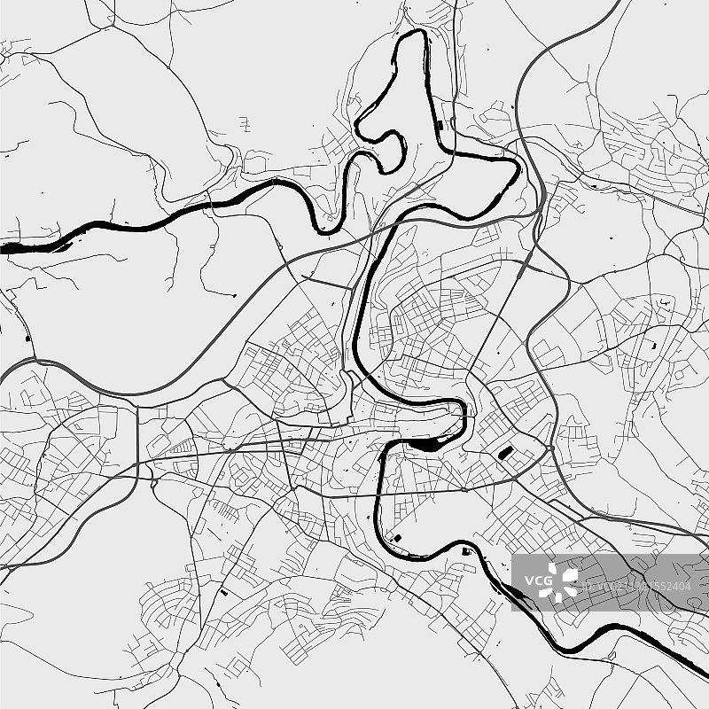伯尔尼城市地图海报灰度街道地图图片素材