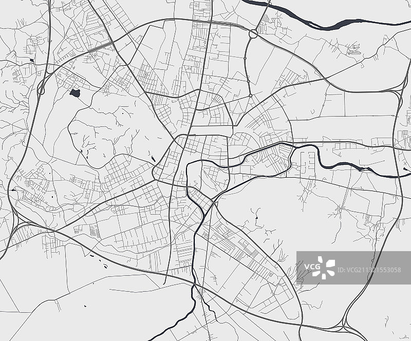 卢布尔雅那城市地图黑白海报图片素材