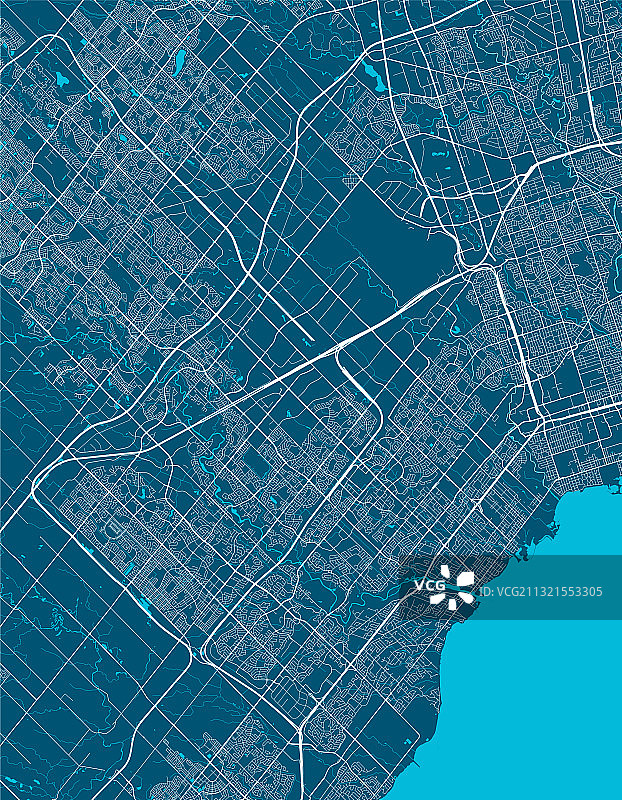 密西沙加城市详细线条地图图片素材