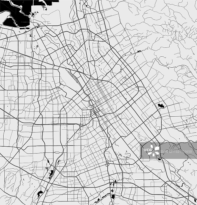 圣何塞城市地图海报灰度图片素材