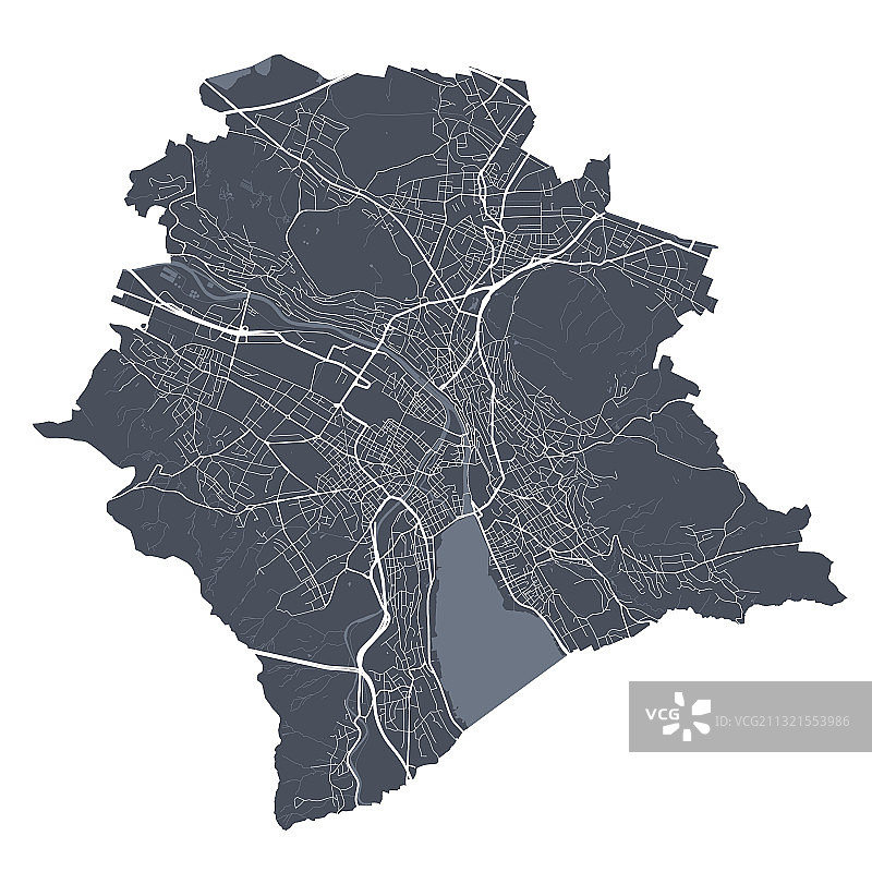 苏黎世市详细地图海报图片素材