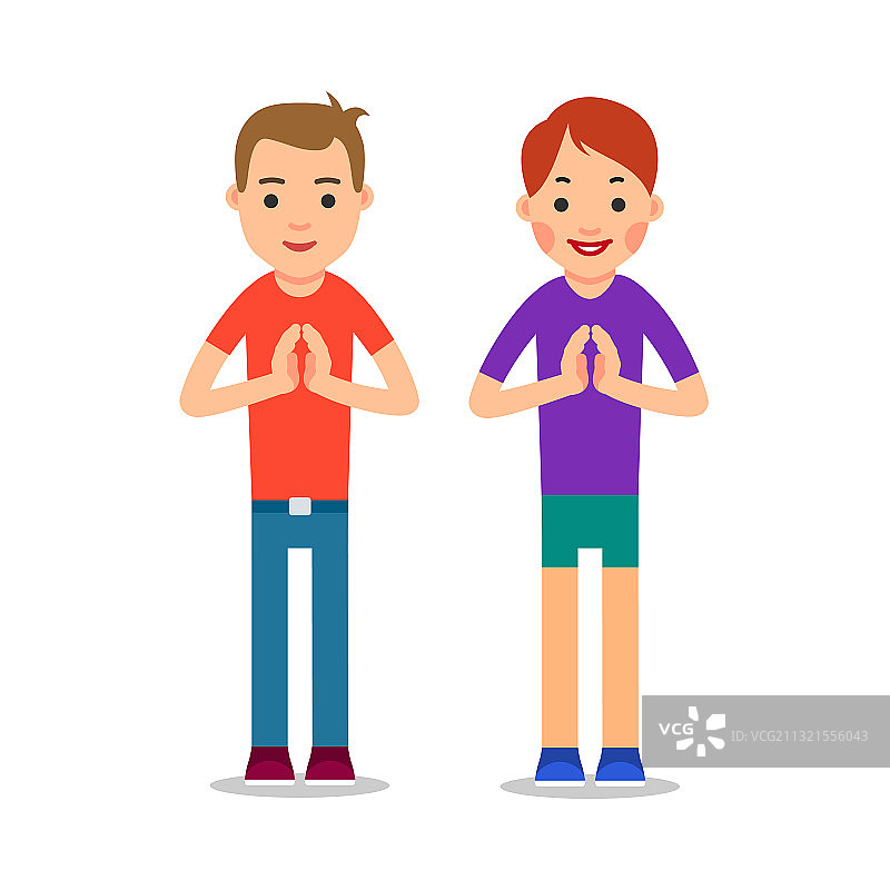 青年男女站立并问候图片素材