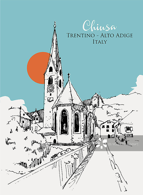 特伦蒂诺-上阿迪杰基乌萨素描图片素材