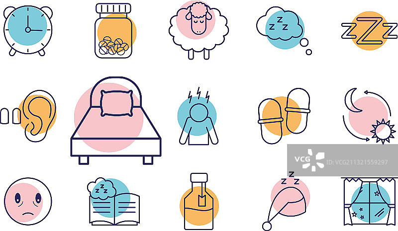 失眠线条风格图标设计图片素材