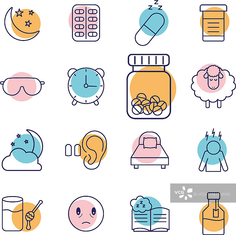 失眠线条风格图标设计图片素材