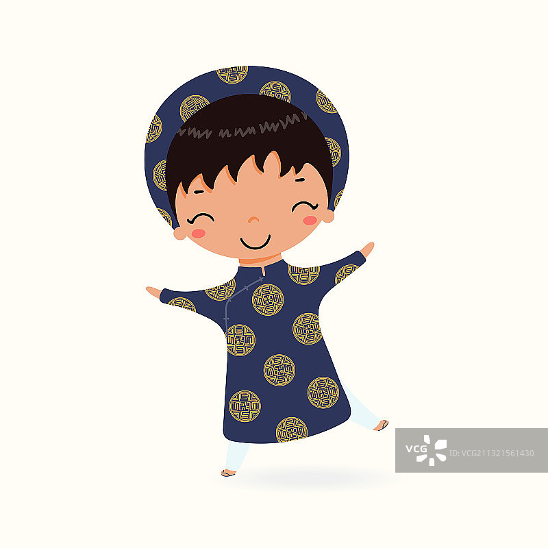 身穿越南传统服饰的男孩图片素材