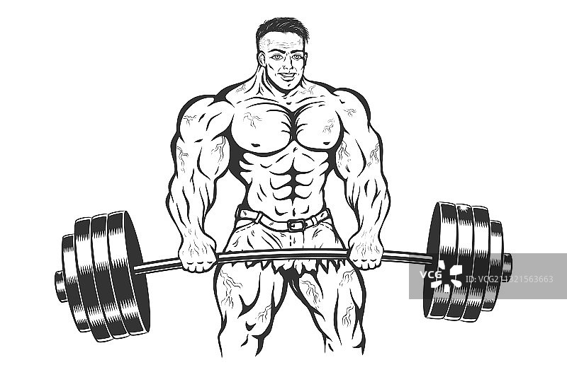 健美运动员和杠铃图片素材