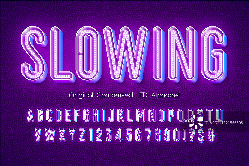 LED灯3D字母发光现代字体图片素材