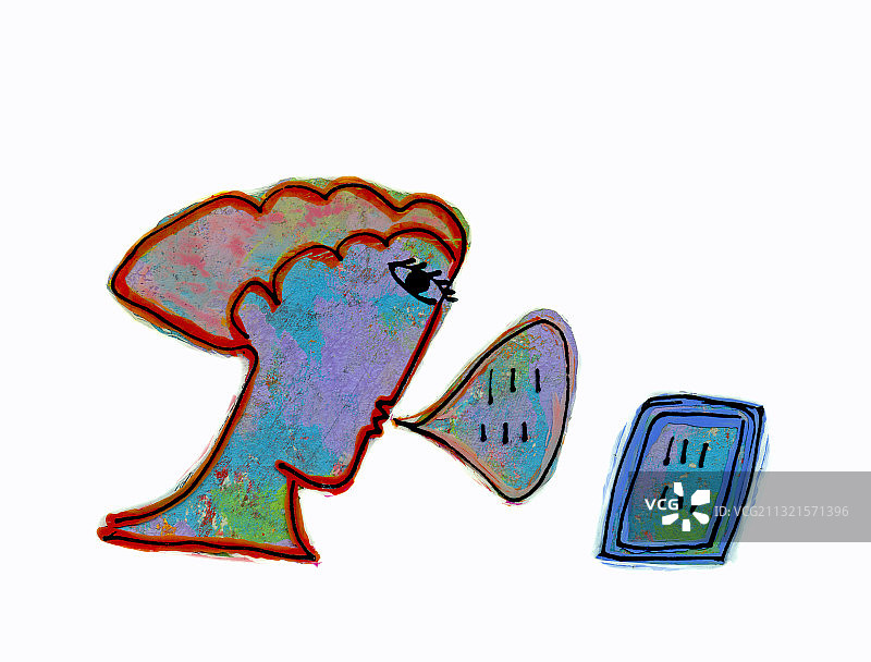 女人与电脑交谈插画图片素材