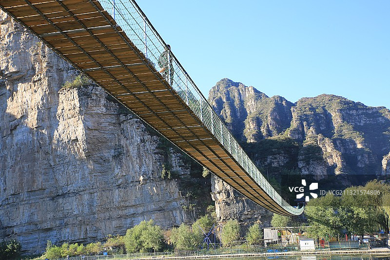 北京市房山区十渡孤山寨铁索桥图片素材