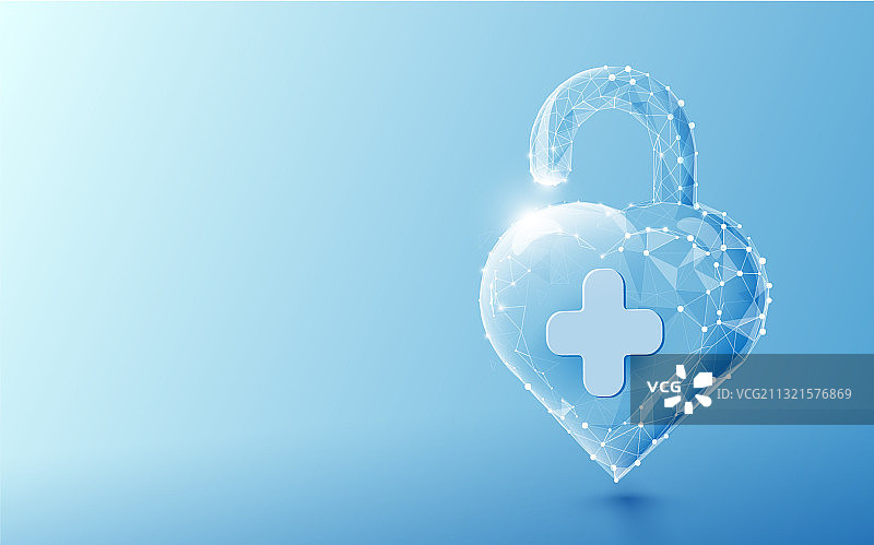 具有医疗保健概念的3D解锁心形图片素材