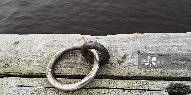 湖上码头绳索俯瞰图图片素材