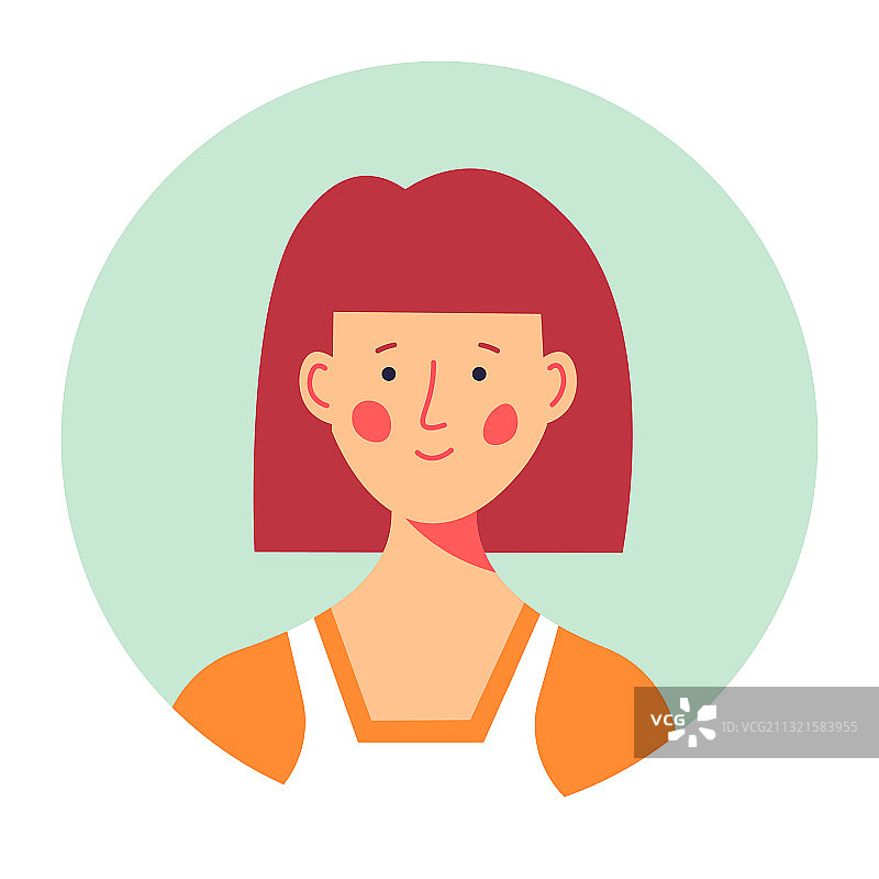 谦逊的红发女孩角色画像图片素材