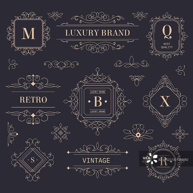豪华品牌复古标签和标志图片素材