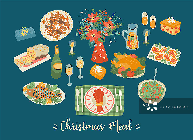 圣诞节餐饮设计元素套装图片素材