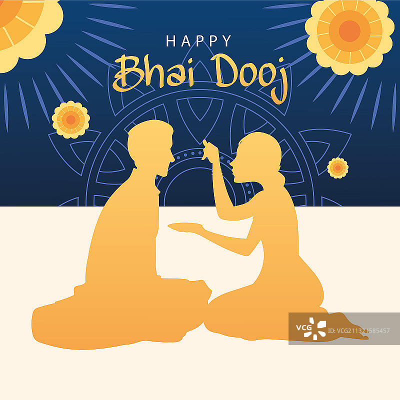 快乐的兄妹节与印度女人和男人图片素材