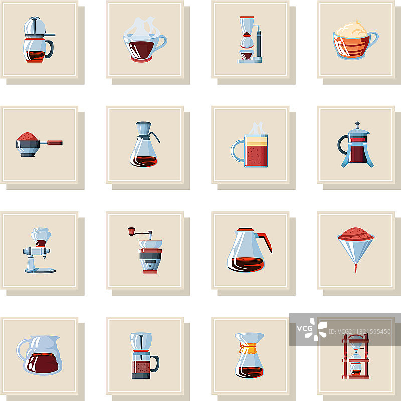 咖啡冲泡方法图标合集图片素材