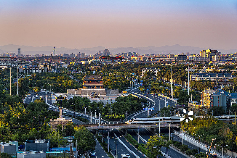 日落北京永定门图片素材