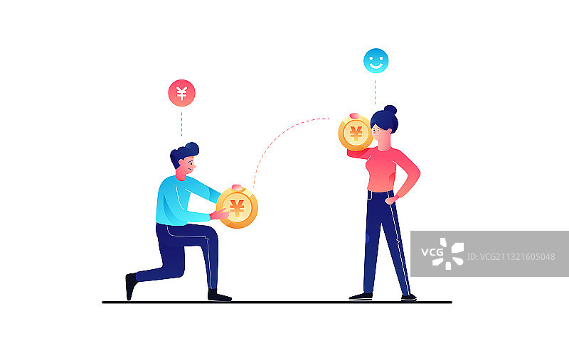 人物拿金币矢量插图图片素材