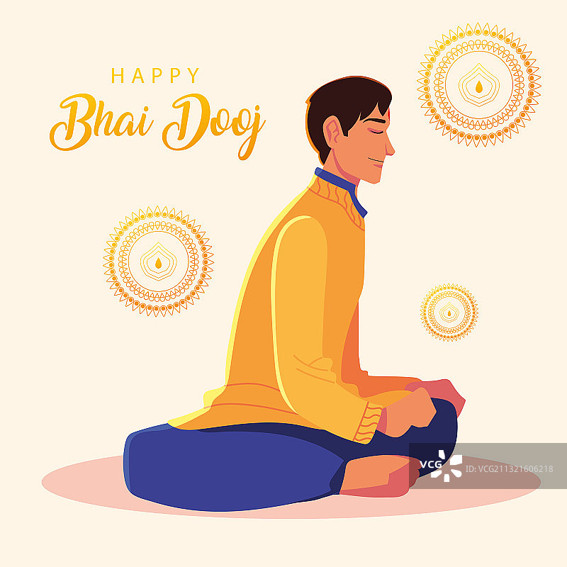 与印度卡通男子一起庆祝光明节图片素材