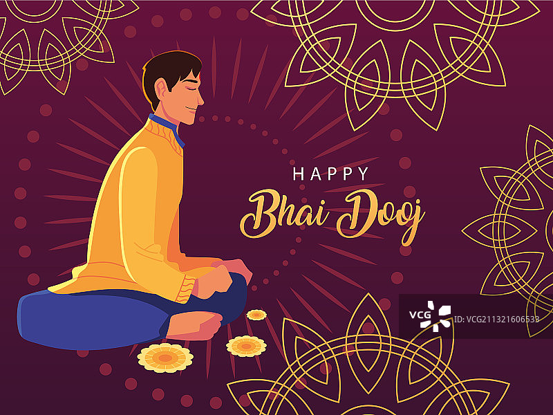 与印度卡通男子一起庆祝光明节图片素材