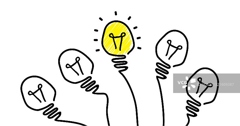 卡通大脑电灯泡创意图片素材