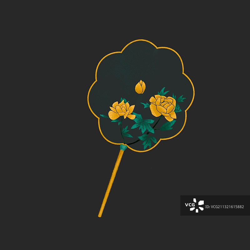 元素复古牡丹花金色刺绣透明薄纱质感民国古风图片素材