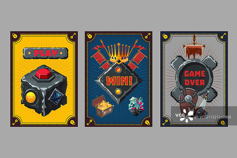 卡牌游戏艺术奇幻UI套件图片素材