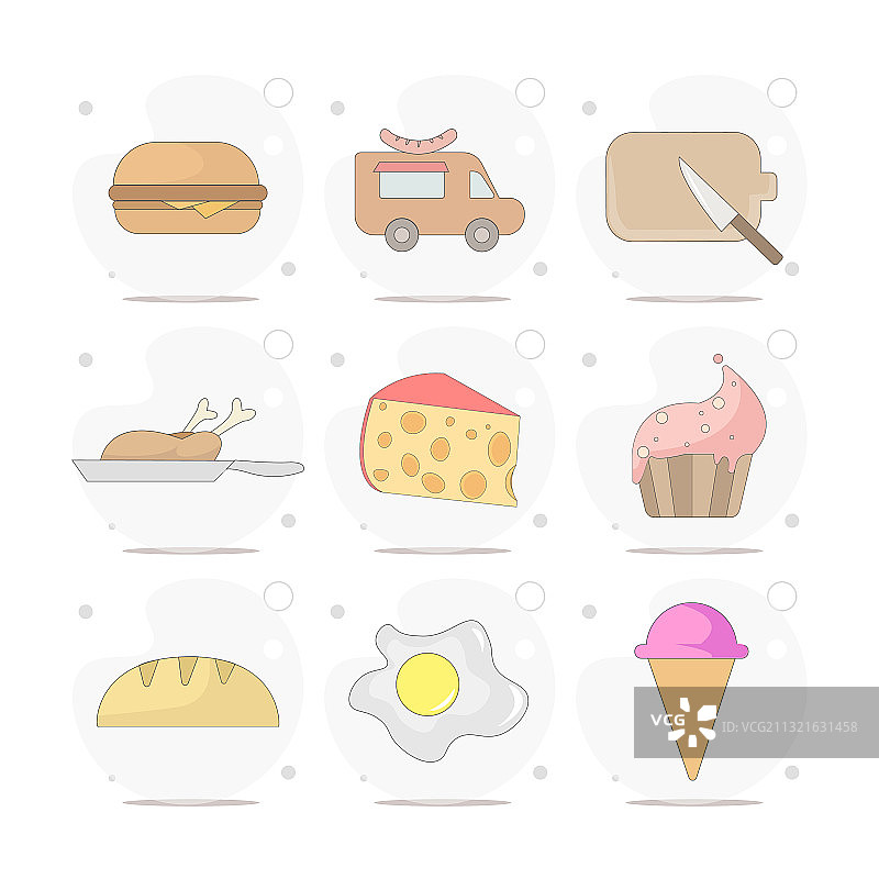 白色背景上的扁平风格肉类汉堡美食图片素材