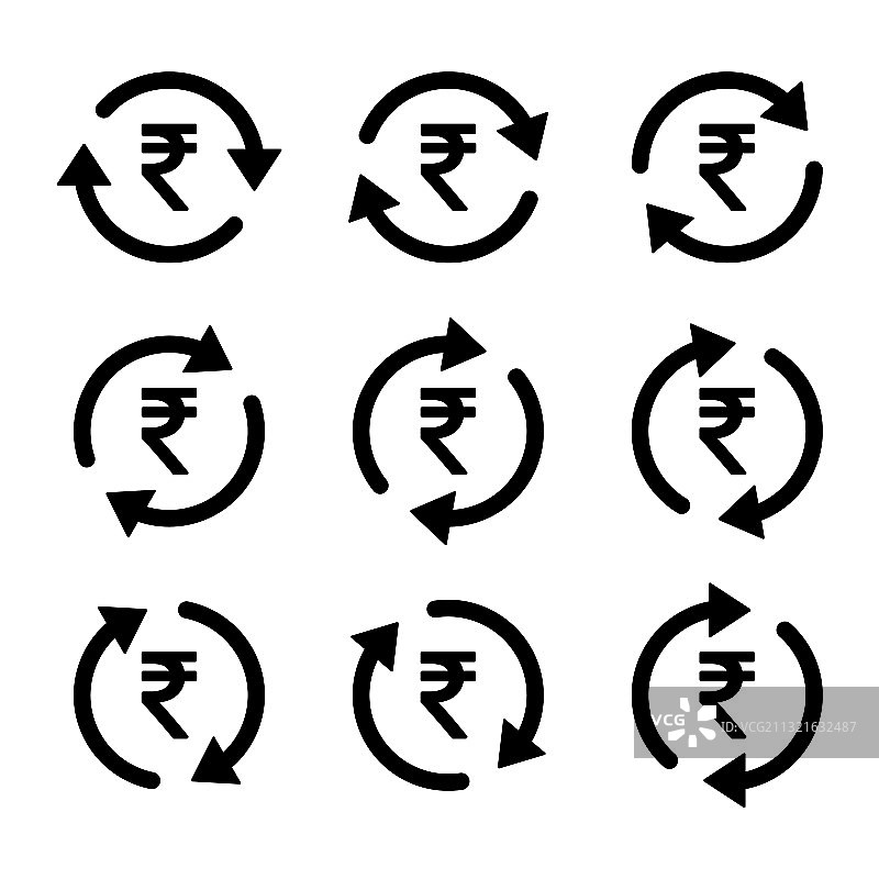 印度卢比货币图标合集图片素材