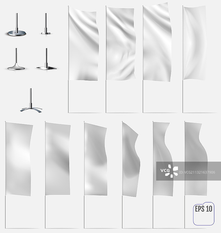 逼真的白色banner旗帜样机图片素材
