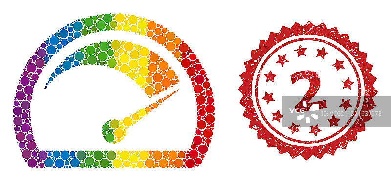 纹理双印章和光谱速度计图片素材