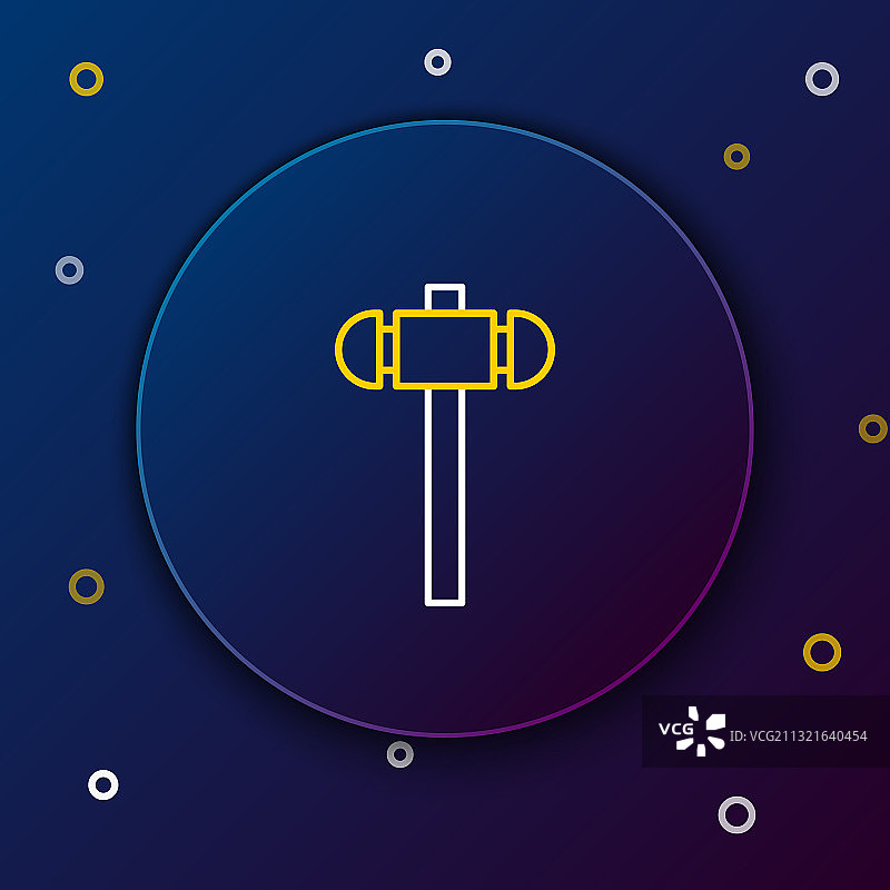 蓝色背景上的大锤线条图标图片素材