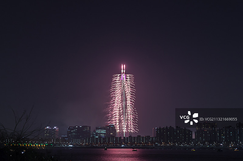 韩国烟花 乐天世界图片素材