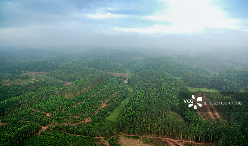 广西崇左扶绥县东门镇丘陵山地航拍图片素材
