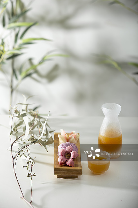 中华美食点心和果酒图片素材