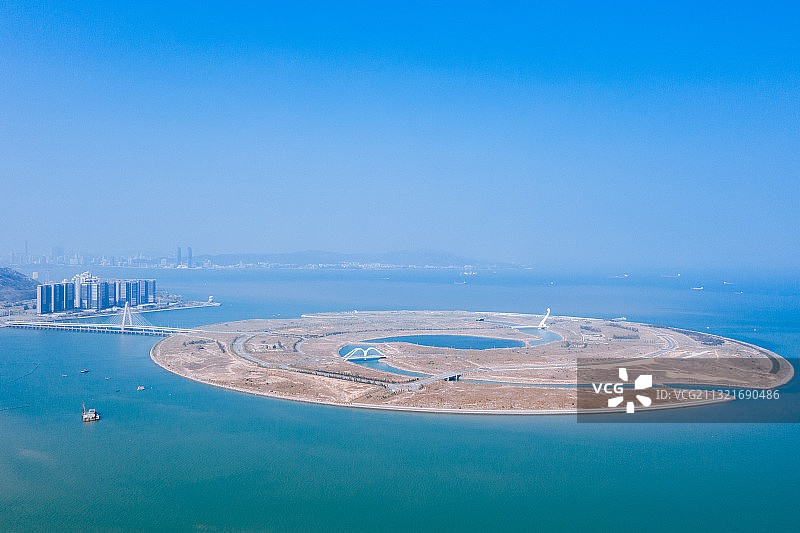 厦门海洋海岸线，漳州双鱼岛航拍图片素材