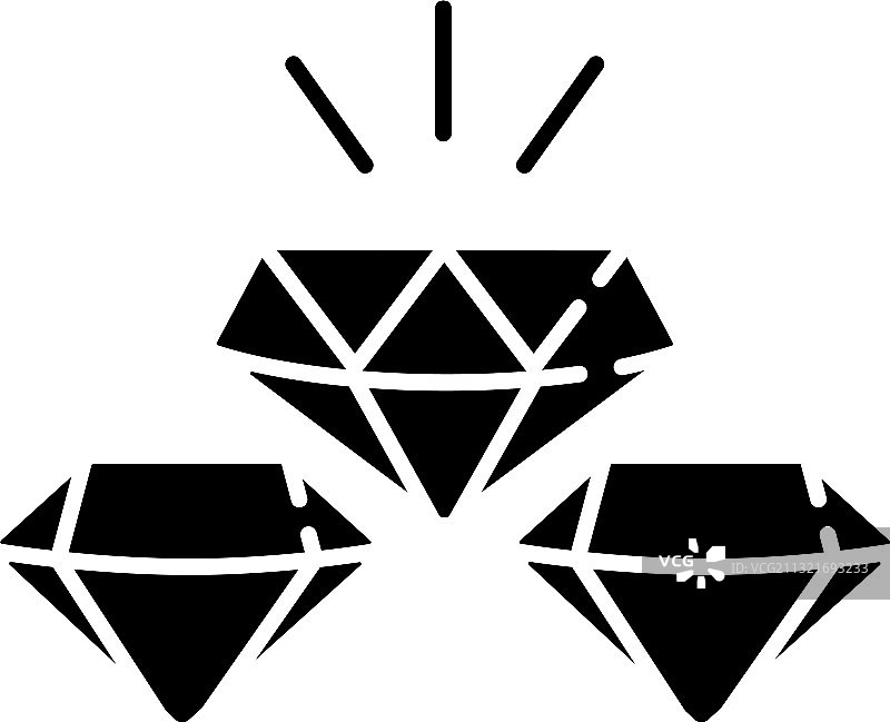 珍贵宝石黑色字形图标图片素材