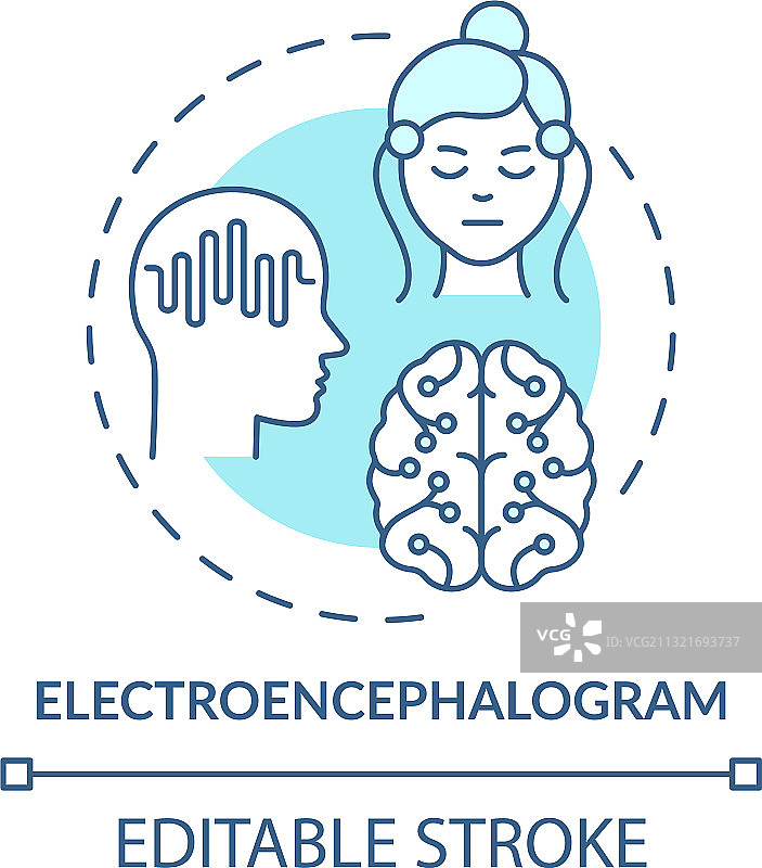 绿松石色脑电图概念图标图片素材